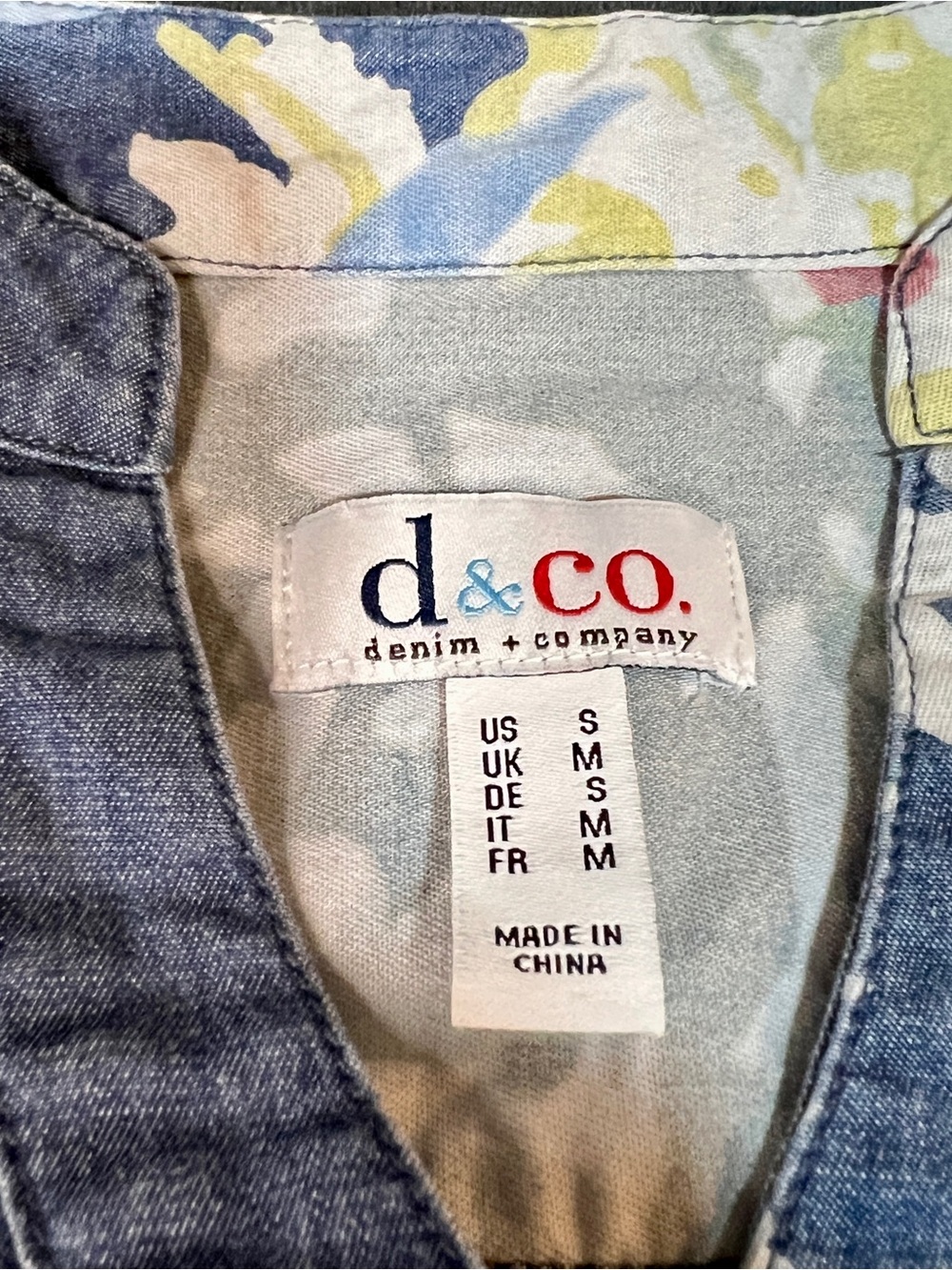 Denim&Co Wms Blue Cotton Stretch Floral Sleeveless Preppy Casual Summer Dress S - Picture 10 of 13
